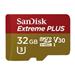 SanDisk MicroSDHC karta 32GB Extreme PLUS (R100/W90MB/s, UHS-I V30, Rescue Pro Deluxe) + adaptér SDSQXBO-032G-GU6MA