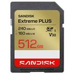 SanDisk SDXC karta 512GB Extreme PLUS (R240/W160 MB/s Class 10, UHS-I U3 V30) SDSDXWI-512G-GUCIN