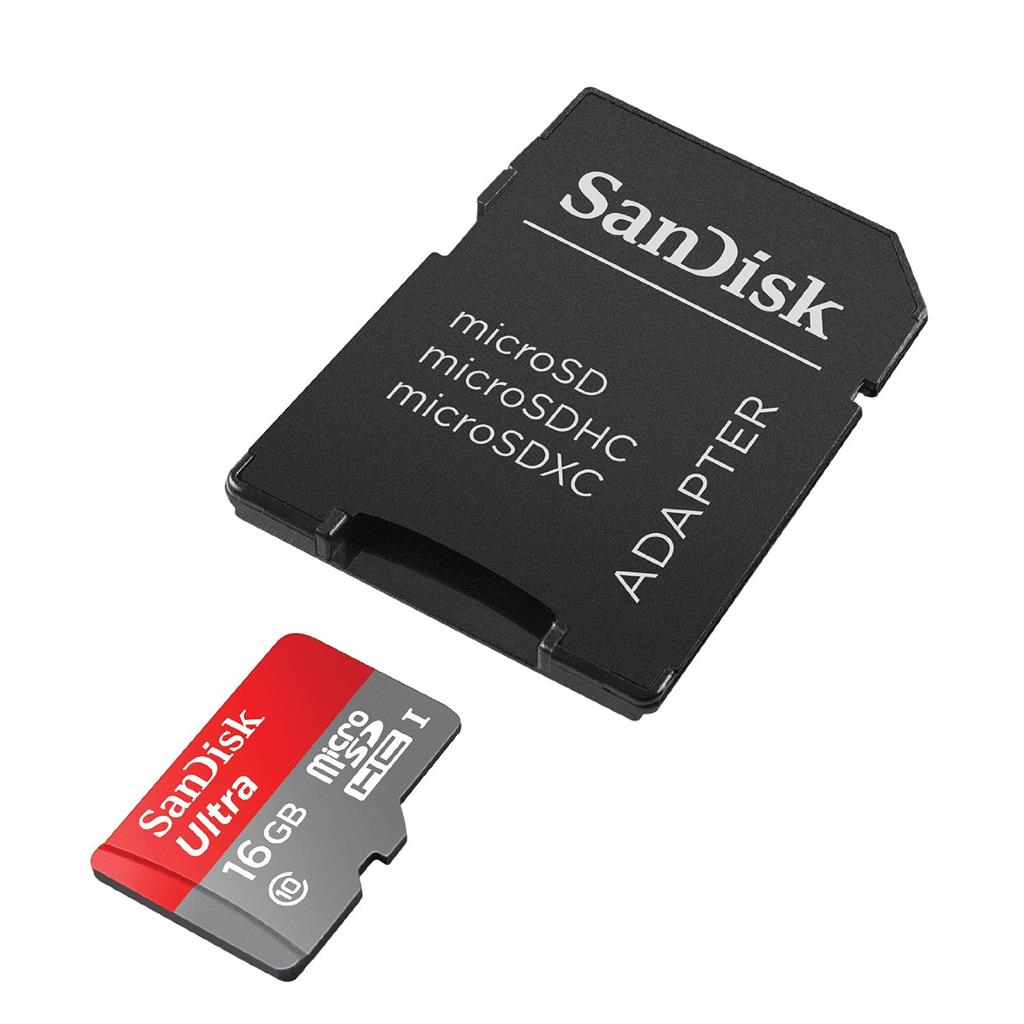 SanDisk Ultra Android Micro SDHC karta 16GB Class UHS-I (až 80MB/s) + adaptér SDSQUNC-016G-GN6MA