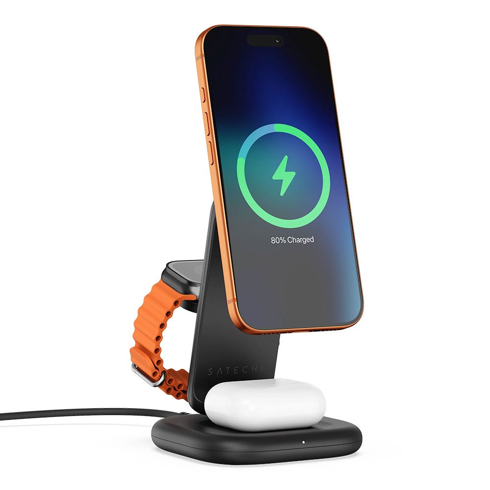 Satechi 3-in-1 Foldable Qi2 Wireless Charging Stand 25W - Space Black ST-Q25F31C-EA