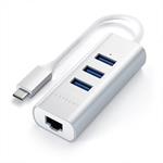 Satechi USB-C 3 USB 3.0 Port Hub & Ethernet Port - Silver Aluminium ST-TC2N1USB31AS