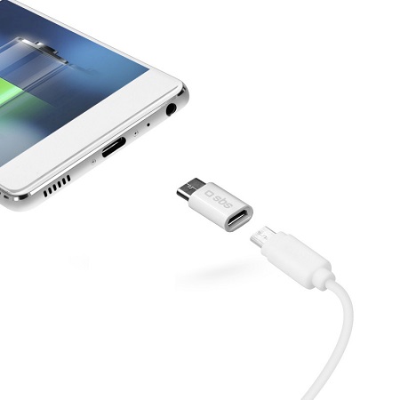 SBS - Adaptér Micro-USB/USB-C, biela TEADAPTC