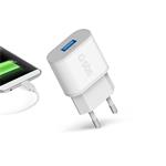 SBS - Cestovný adaptér s rýchlym nabíjaním 1x USB, 2100 mAh, biela TETR1USB2AWFAST