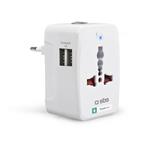 SBS - Cestovný adaptér UK/EU/USA/AUSTRALIA, 2xUSB - 1000 mA, biela TTTRAVADAPT2USB1A