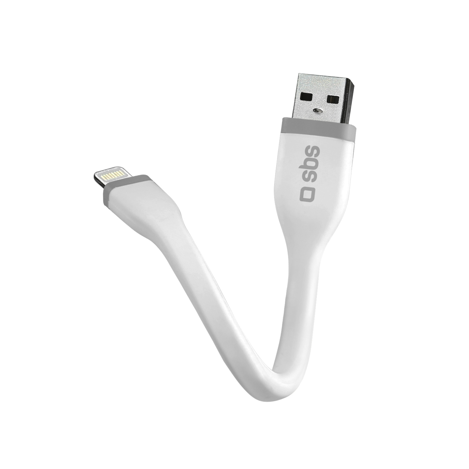 SBS - Mini dátový kábel Apple MFI, 12cm, biela TECABLELIGSHFLATW