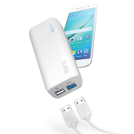 SBS - Power Bank Fast Charge Li-Ion 5200 mAh 2 USB ports 2,1 A, biela TTBB5200UF