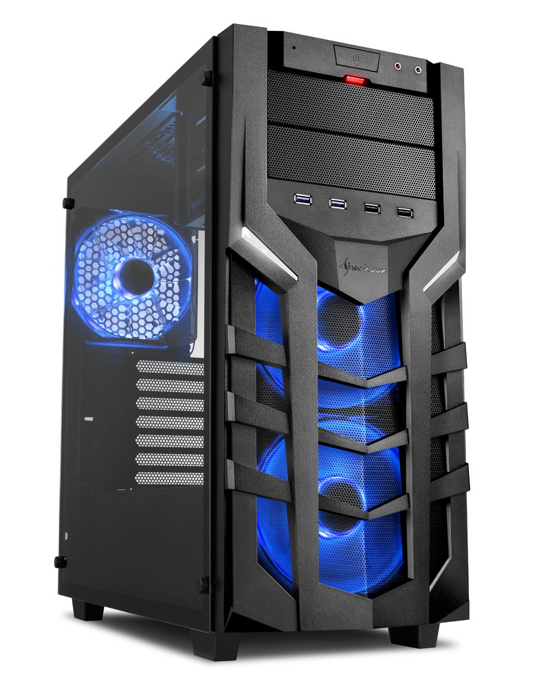 Sharkoon skříň DG7000-G RGB / Middle Tower / 2x USB3.0 / 2x USB2.0 / průhledná bočnice / 3x RGB LED / čern 4044951021093