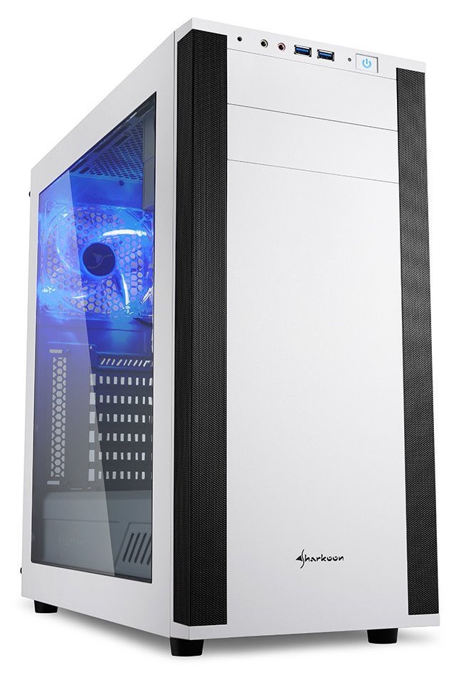 Sharkoon skříň M25-W / Middle Tower / 2x USB3.0 / průhledná bočnice / bílá 4044951019335