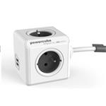Sieťový kábel 230V predlžovací, CEE7 (vidlica)-POWERCUBE, 3m, EXTENDED USB, šedý, POWERCUBE, 4 zásu 8718444082439