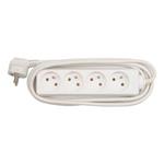 Sieťový kábel 230V predlžovací, CEE7 (vidlica)-zásuvka 4x, 3m, VDE approved, biely KS030PR401