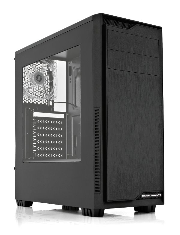 SilentiumPC skříň MidT Regnum RG1W Pure Black / průhledná bočnice / USB 3.0 / 2 x 120mm fan / černá SPC153