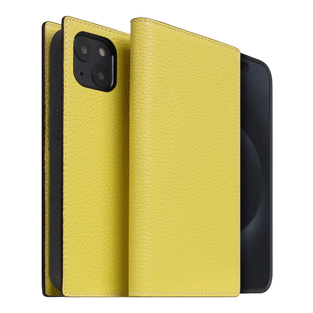SLG Design puzdro D8 Neon Full Grain Leather Diary pre iPhone 15 Plus - Lemon SD-D8N-DC-IP15S-LM