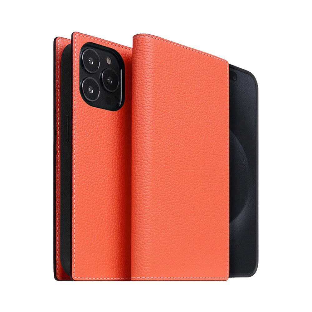 SLG Design puzdro D8 Neon Full Grain Leather Diary pre iPhone 15 Pro - Coral SD-D8N-DC-IP15P-CR