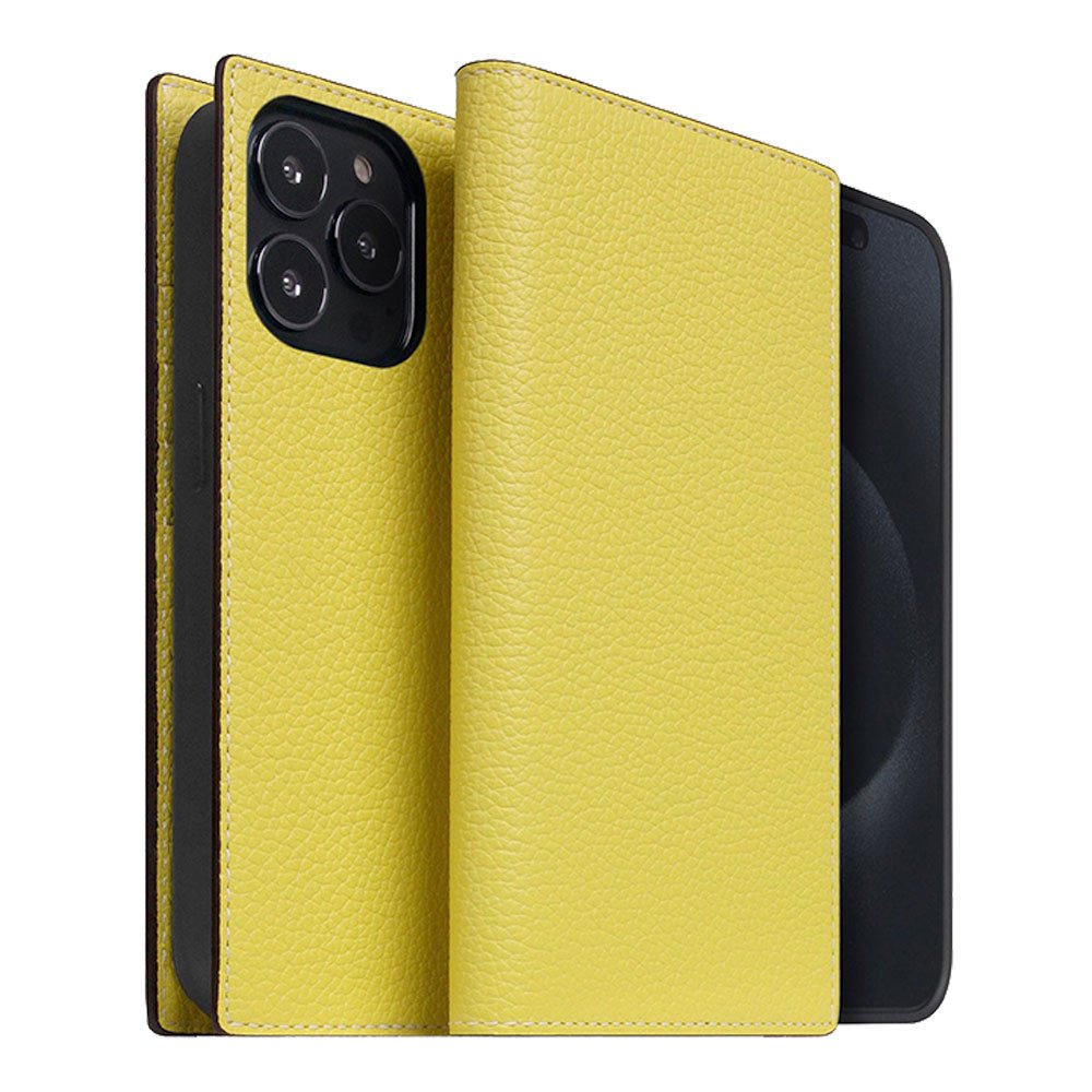 SLG Design puzdro D8 Neon Full Grain Leather Diary pre iPhone 15 Pro Max - Lemon SD-D8N-DC-IP15PM-LM