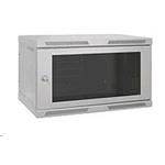 Solarix Rozvádzač nástenný nitovaný SENSA 6U 400mm, dvere sklo, RAL 7035 SENSA-6U-64-11-G