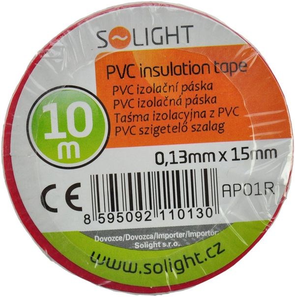 Solight izolačná páska, 15mm x 0,13mm x 10m, červená