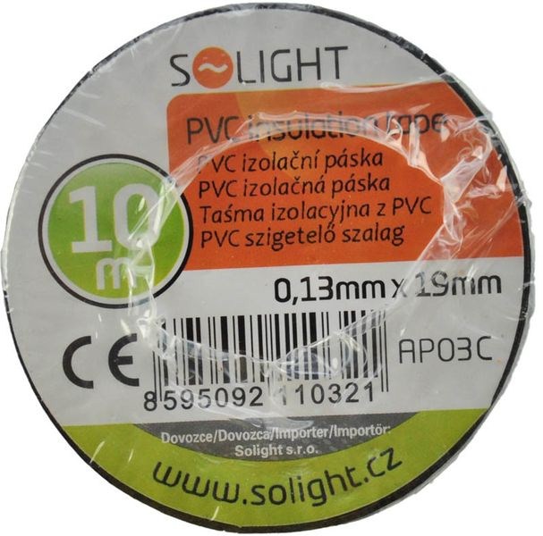 Solight izolačná páska, 19mm x 0,13mm x 10m, čierna
