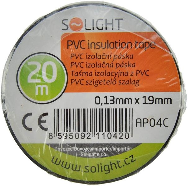 Solight izolačná páska, 19mm x 0,13mm x 20m, čierna