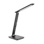 Solight LED stolná lampička s displejom, 9W, voľba teploty svetla, koža, čierna WO45-B