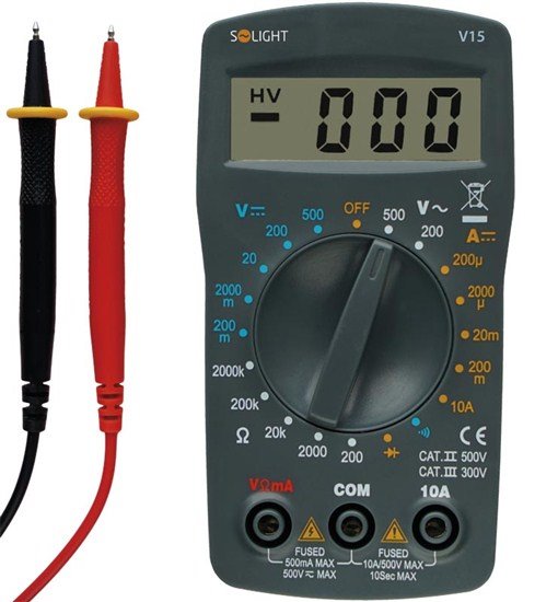 Solight multimeter, test diódy, ochrana proti preťaženiu, bzučiak V15