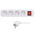 Solight predlžovací prívod 3m, 4 zásuvky, vypínač, 16A/3680W, PVC, biely PP32X