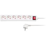 Solight predlžovací prívod, 6 zásuviek, biely, vypínač, 1,5m PP70