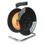 Solight predlžovací prívod na bubne, 4 zásuvky, oranžový kábel, čierny bubon, 50m PB04