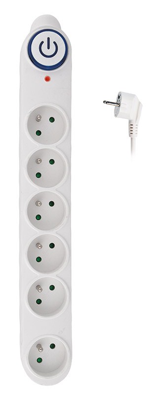 Solight prepäťová ochrana, 150J, 6 zásuviek, 3m, biela 8592718018924