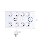 Solight prepäťová ochrana, 8z, USB A+C, 2m, biela PO80