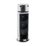 Solight USB výsuvný blok zásuviek, 3 zásuvky, plast, kruhový tvar, predlžovací prívod 1,5m, 3 x 1mm2, strieborný PP125