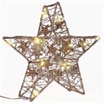 Solight vianočná hviezda glitter, zlatá, kovová, 14x LED, 2x AA 1V240