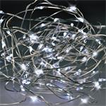 Solight vianočná reťaz strieborná, 100x mini LED, 10m, 3 x AA, studené svetlo 1V54-W