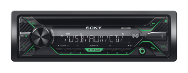 Sony autorádio CDX-G1202U CD/MP3,USB/AUX, zelená CDXG1202U.EUR