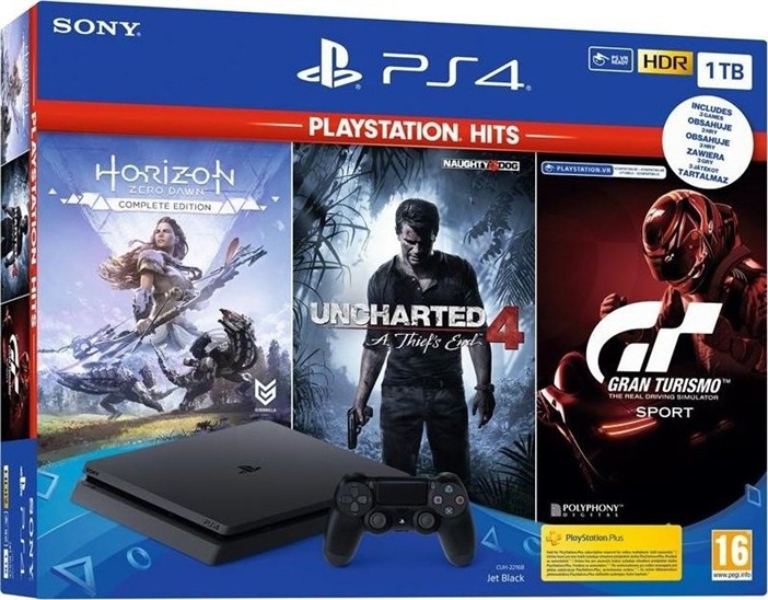 Sony PS4 Slim 1TB + HZD + GTS + UC4 0711719318804