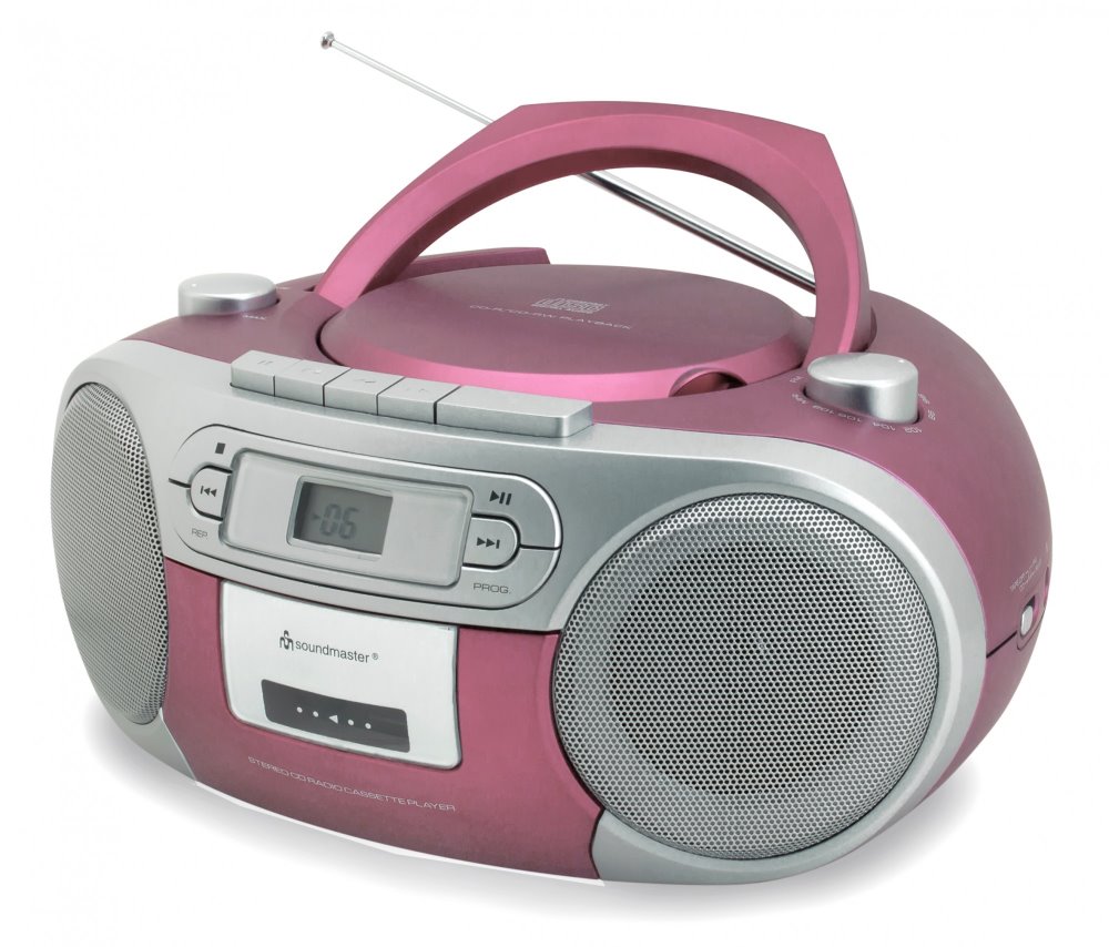 Soundmaster SCD5410PI/ CD přehrávač/ Přehrávač Kazet/ FM rádio/ Růžový