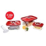 STATUS 4-dielny set sklenených vákuových dóz 181023, červená 3831091706062