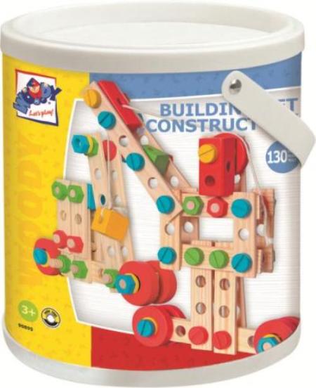 Stavebnica Woody "Constructor" , v kyblíku, 130 dílů 90895