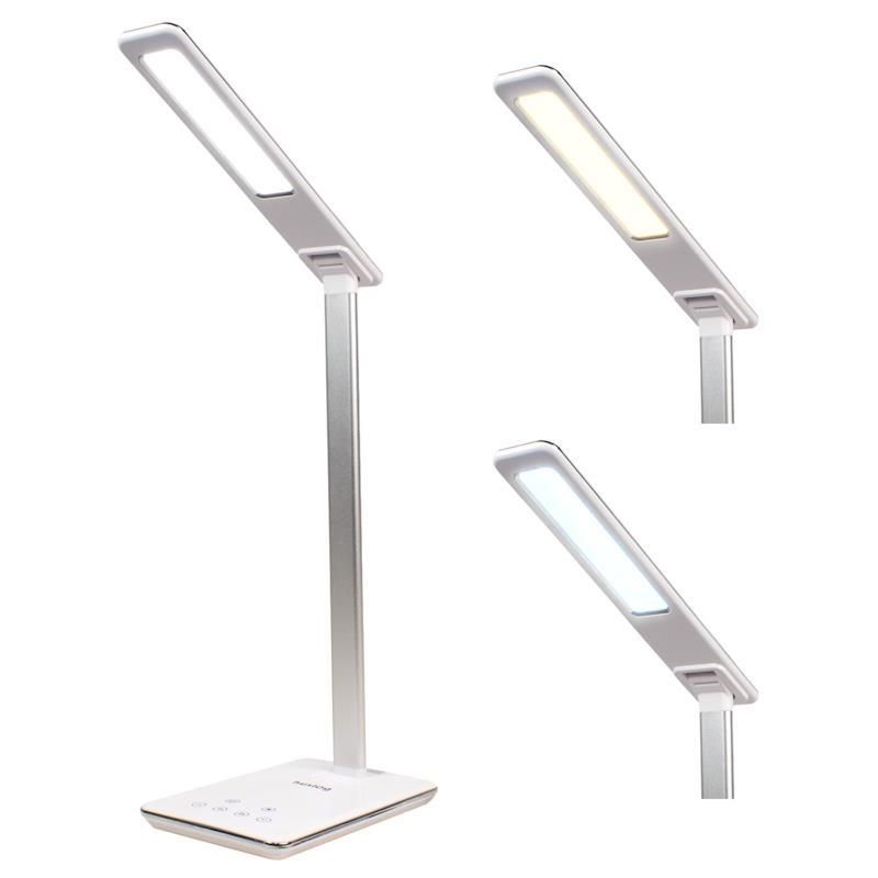 Stolní LED lampička Huslog bílá s bezdrátovou nabíječkou KAT00129