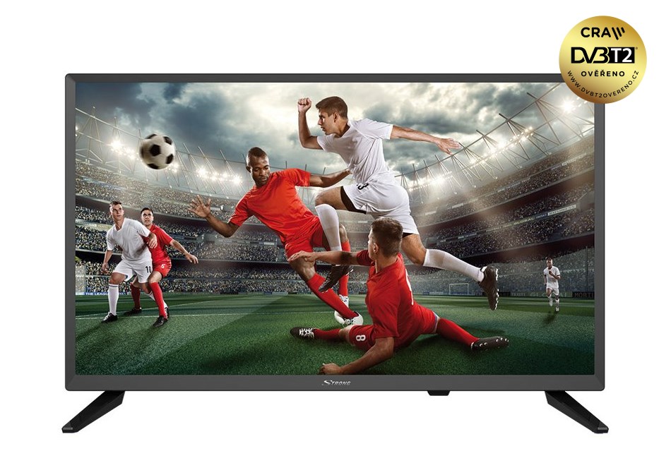 STRONG LED TV 24"/ SRT24HZ4003N/ 1366x768/ DVB-T2/C/S2/ H.265/HEVC/ CRA ověřeno/ 2xHDMI/ USB/ SCART/ černá/ A+