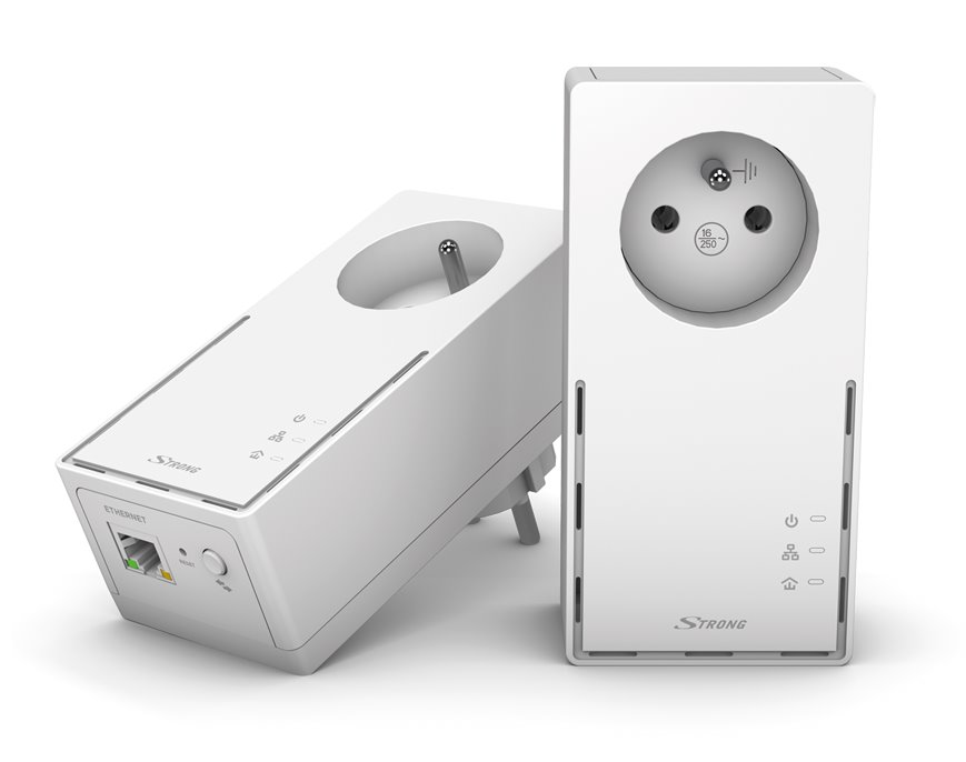 STRONG sada 2 adaptéru Powerline 1000 DUO FR/ 1000 Mbit/s/ 1x LAN/ bílý POWERL1000DUOFR
