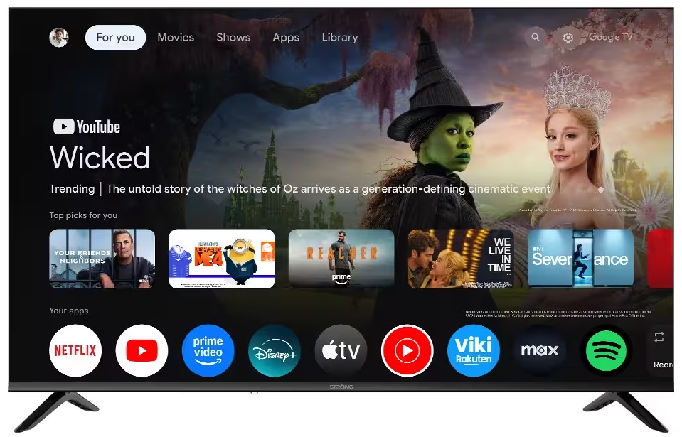 STRONG SMART LED TV 50"/ SRT50UH7773/ UHD/ 3840x2160/ DVB-T2/C/S2/ H.265/HEVC/ 4xHDMI/ 2xUSB/ Wi-Fi/ LAN/ E/ ANDROID 14