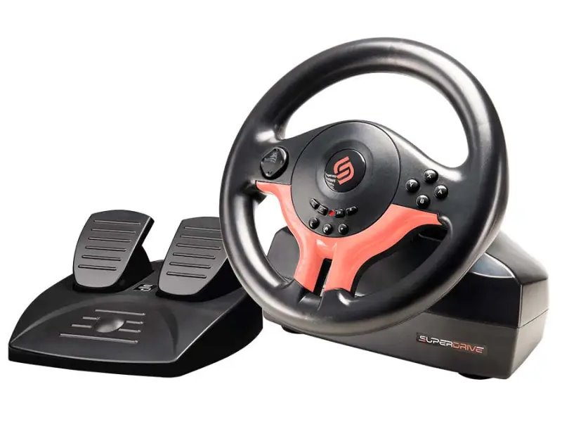 SUPERDRIVE Sada volantu a pedálů SV250 SP Edition/ PS3+4/ Xbox One/ Switch 1+2/ PC/ Červený SA5578-2
