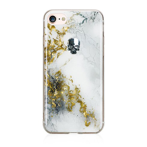 Swarovski kryt Treasure pre iPhone 8 - Alabaster/Silver Skull IP8-TR-WH-SVN