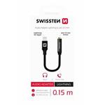 SWISSTEN AUDIO ADAPTÉR TEXTILE LIGHTNING /JACK(samice) 0,15 M ČERNÝ 73501211