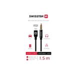 SWISSTEN AUDIO ADAPTÉR TEXTILE LIGHTNING (samec)/3,5 mm JACK(samec) 1,5 M ČERNÝ 73501213