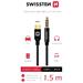 SWISSTEN AUDIO ADAPTÉR TEXTILE USB-C (samec)/3,5 mm JACK (samec) 1,5M ČERNÝ 73501303
