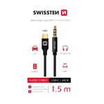 SWISSTEN AUDIO ADAPTÉR TEXTILE USB-C (samec)/3,5 mm JACK (samec) 1,5M ČERNÝ 73501303