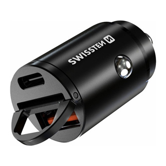 SWISSTEN CL ADAPTÉR POWER DELIVERY USB-C + SUPER CHARGE 3.0 30W NANO CERNÝ 20111770