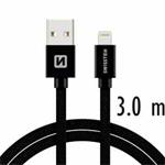 SWISSTEN DATA CABLE USB / LIGHTNING TEXTILE 3,0M BLACK 71527600