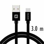 SWISSTEN DATA CABLE USB / USB-C TEXTILE 3,0M BLACK 71527900